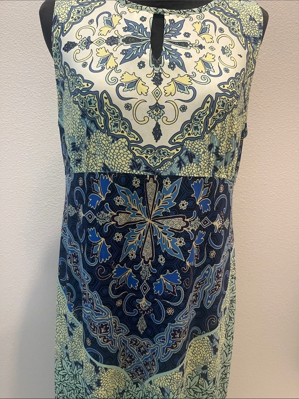 Chico's Blue & Green Printed Sleeveless Maxi Dress